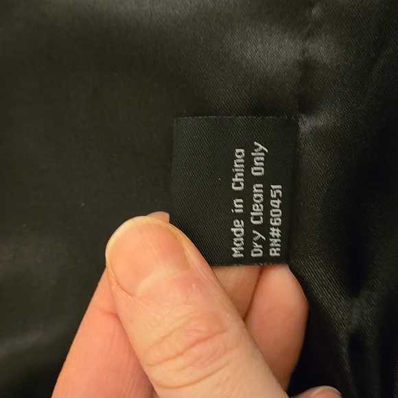 Saks Fifth Avenue Real Rabbit Fur collared black zip up down vest with collar